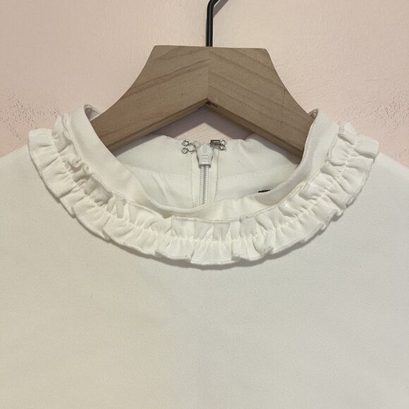 Alexis Marianne Tiered Bell-Sleeve Crepe Mini Dress Ivory Women's Size Small - Picture 9 of 10